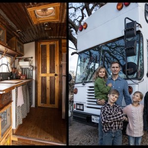 Family Of 6 & Their Custom DIY Raised Roof Bus Conversion Tiny House