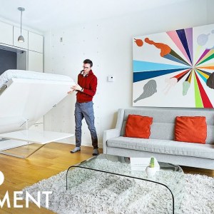 280 ft² Minimalist Micro Apartment Tour with Transforming Bed & Table