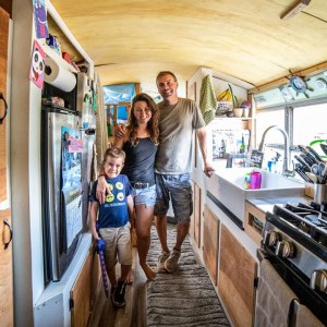 They Moved From Their Home To A DIY School Bus Conversion Tiny House