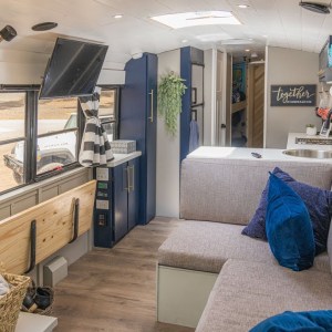 Family Of 5 & Their Gorgeous DIY School Bus Conversion Off Grid Tiny House