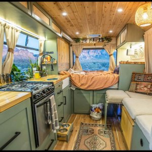 Beautiful DIY Shuttle Bus Tiny House - Built For Off Grid Life