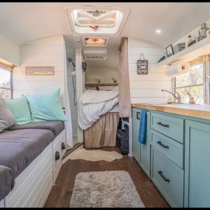 Her Cleverly Designed Tiny House - Full Bathroom In A Bus Conversion