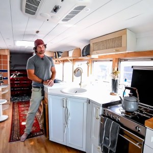 Engineer's Tesla Powered School Bus Tiny House W/ Toilet & Shower