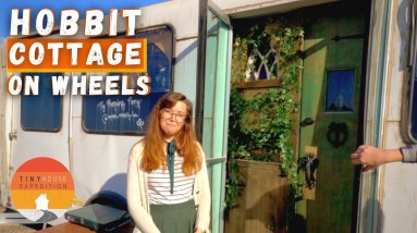 Hobbit Tiny Home on Wheels! Couple's DIY Shuttle Bus Conversion