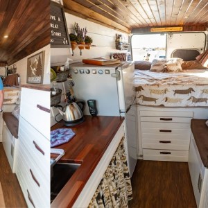 Travel Nurse in DIY Promaster Tiny House - Unique Shower & Walnut Woodwork