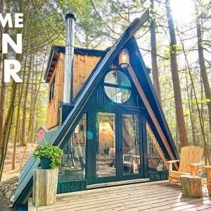 Beautiful Tiny A-Frame Cabin in the Forest & Off the Grid - Full Tour