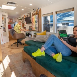 Newlywed's DIY Artistic, Sleek Mid Size Bus - Condo On Wheels