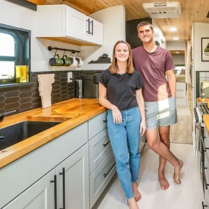 Couple's DIY Raised Roof 40 Ft School Bus Tiny House — Clean & Light Design