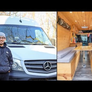 DIY Sprinter w/ Dinette/Bed Layout - Beautiful Pine Cabin Vibes