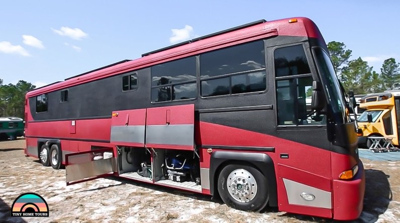Beautiful 45 Ft. DIY Coach Bus Conversion for Semi-Retired Couple