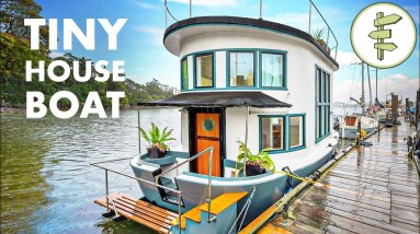 Spectacular Tiny House Boat with The Most STUNNING Interior! Full Tour 10 Spectacular Tiny House Boat with The Most STUNNING Interior! Full Tour