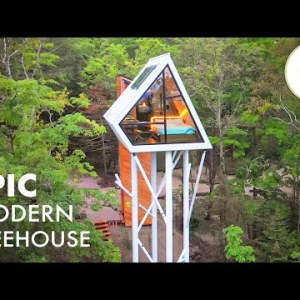 Incredibly Stunning Tiny A-Frame Cabin Perched 40ft in the Air - TREE HOUSE TOUR