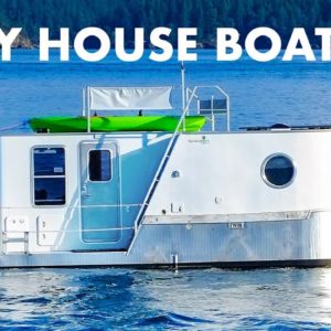 Boat Builder's AMAZING Modern Tiny House Boat - Full Tour