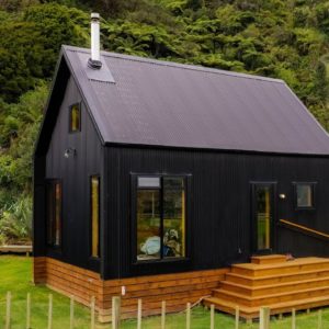 Stunning Black Off-Grid Cabin By The River