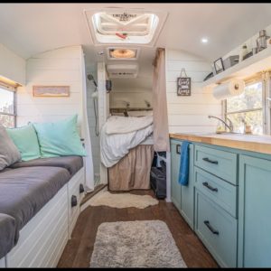 Her Cleverly Designed Tiny House - Full Bathroom In A Bus Conversion
