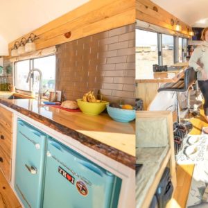 1954 Raised Roof Skoolie -- Incredible Remodel w/ Spa Shower & Live Edge Counters