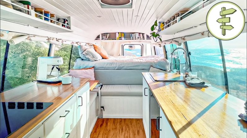 Mini Bus Converted into STUNNING Off-Grid Tiny House - Full Tour