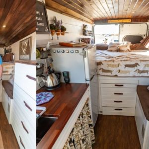 Travel Nurse in DIY Promaster Tiny House - Unique Shower & Walnut Woodwork